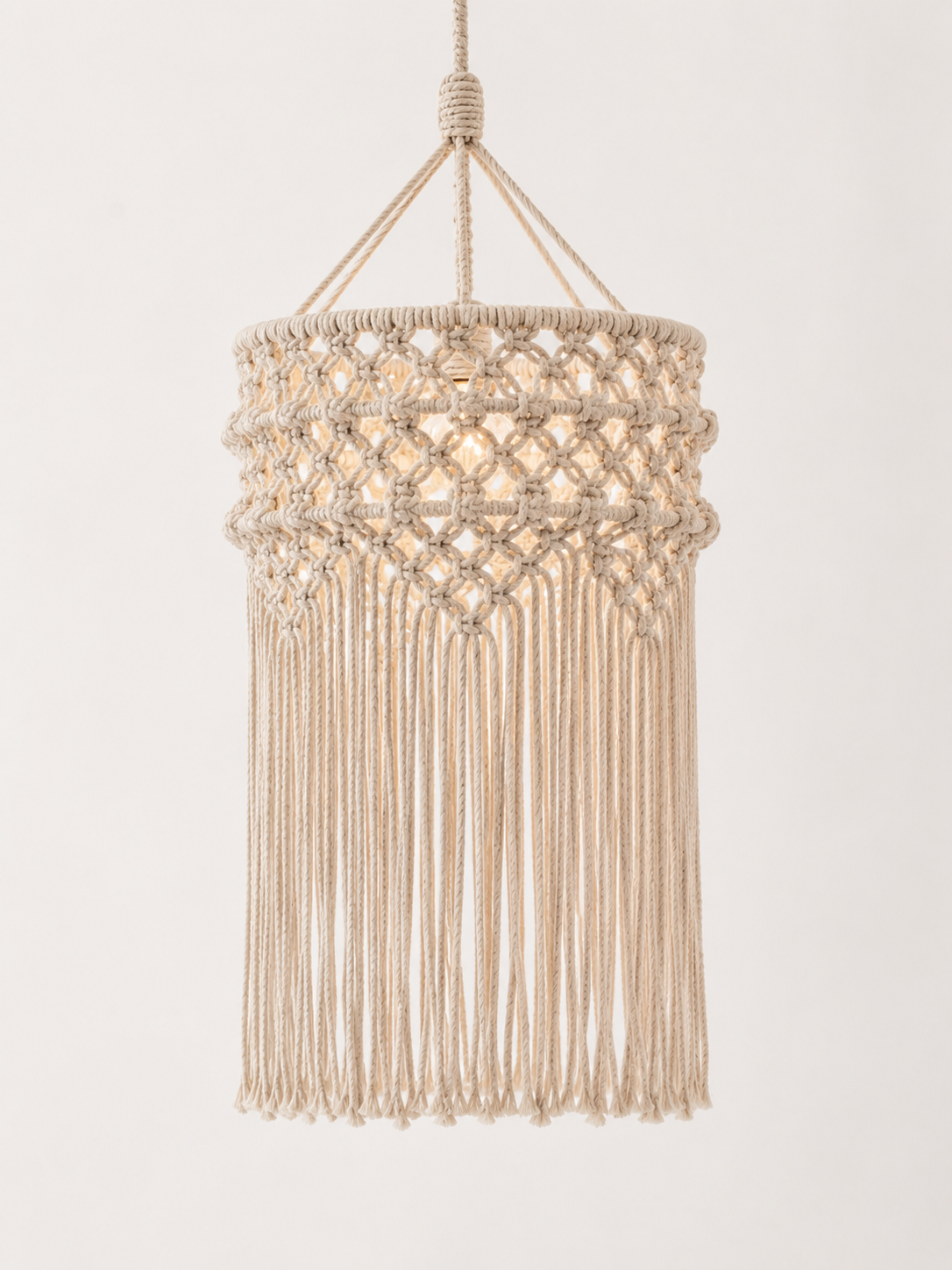 Drum Lampshade – Lattice Fringe Pendant Light