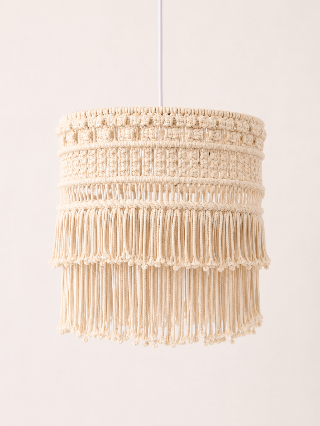 Tiered Boho Lampshade – Artisanal Fringe Pendant Light