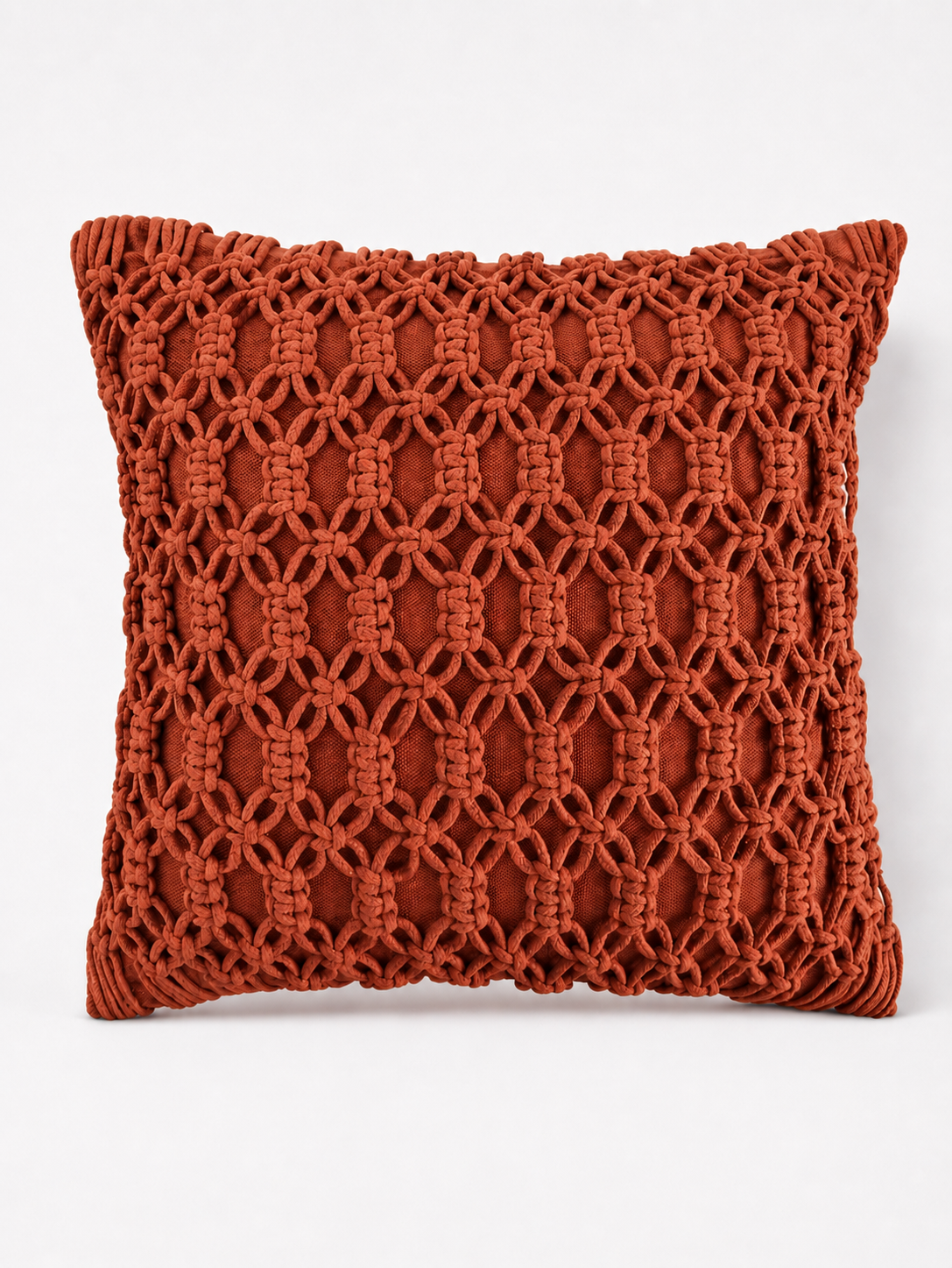 Throw Pillow in Rust Terracotta – Boho Textured Accent Cushion
