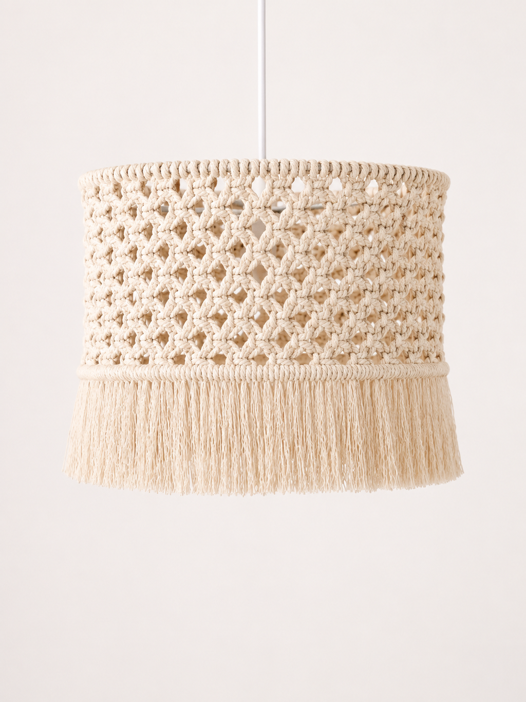 Vintage Drum Lampshade – Lattice Fringe Pendant Light