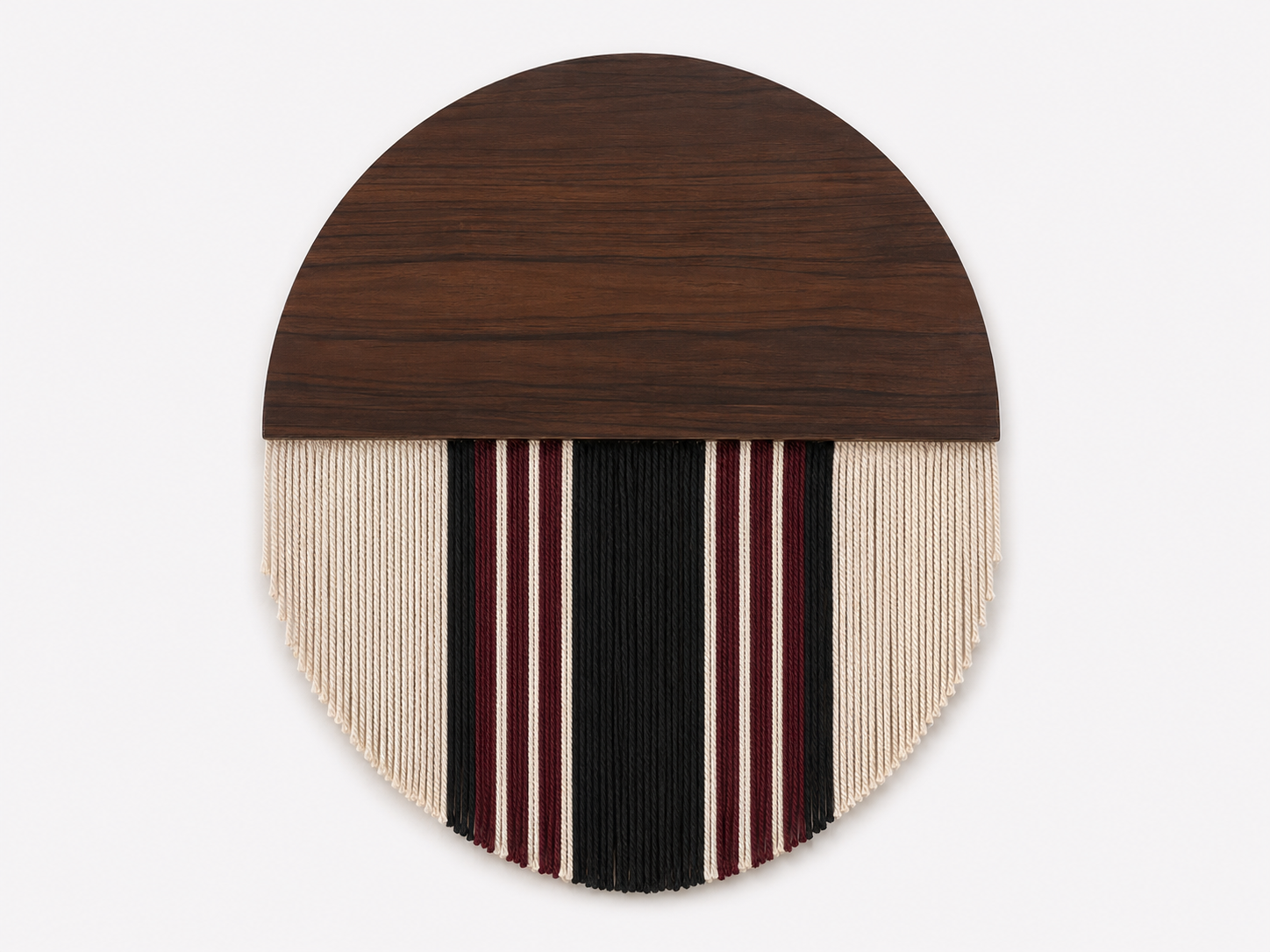 Handcrafted Circular Wood & Fiber Wall Hanging
