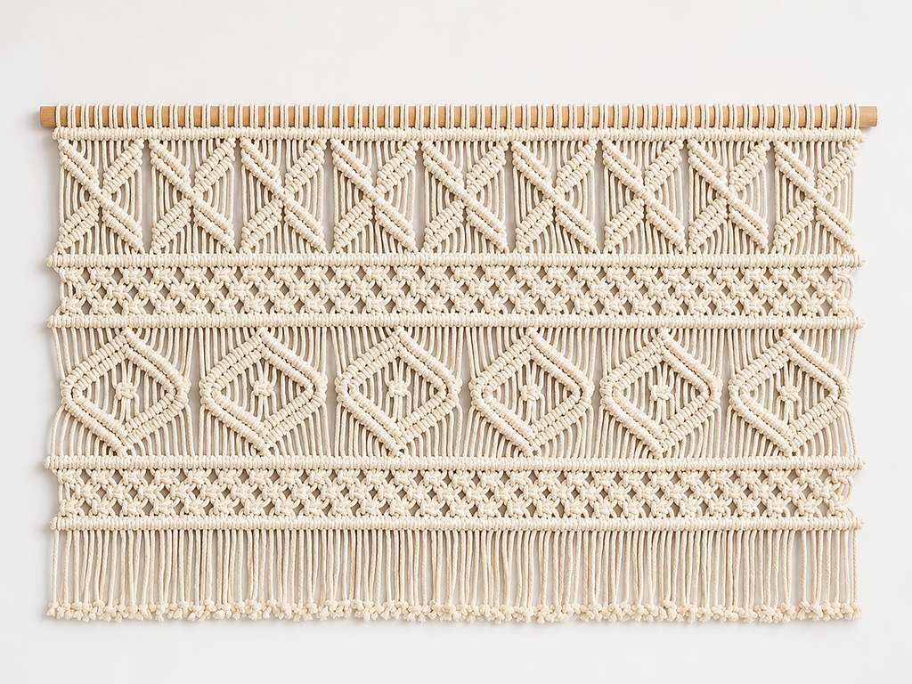 Large Macrame Wall Hanging – Boho Geometric Backdrop Tapestry