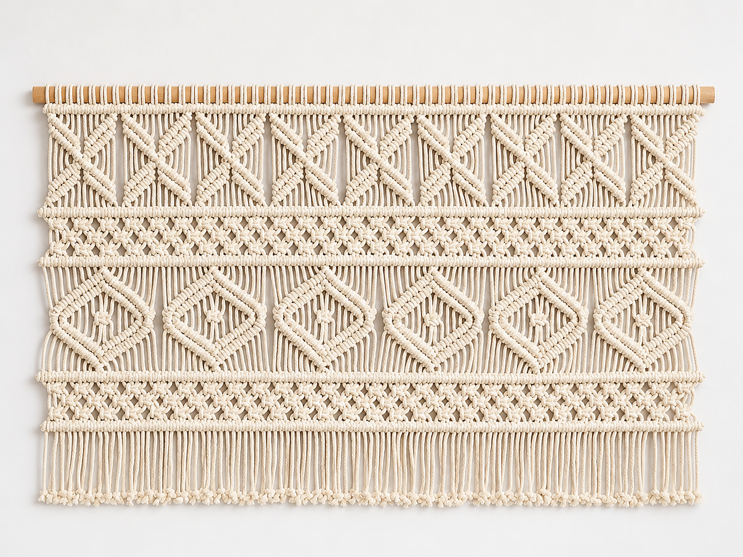 Large Macrame Wall Hanging – Boho Geometric Backdrop Tapestry