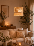 Vintage Drum Lampshade – Lattice Fringe Pendant Light