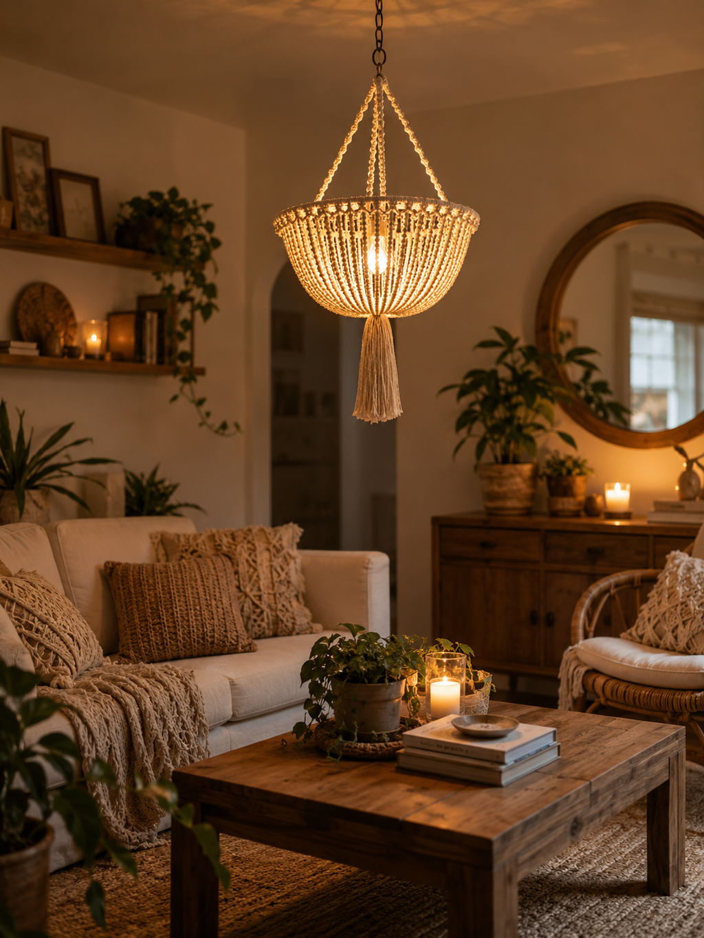 Bowl Lampshade – Boho Hanging Light Decor