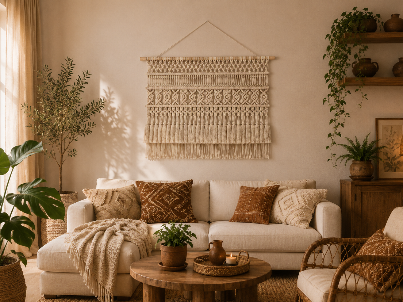 Boho Multi-Textured Macrame Wall Hanging