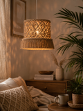 Vintage Drum Lampshade – Boho Textured Light Fixture