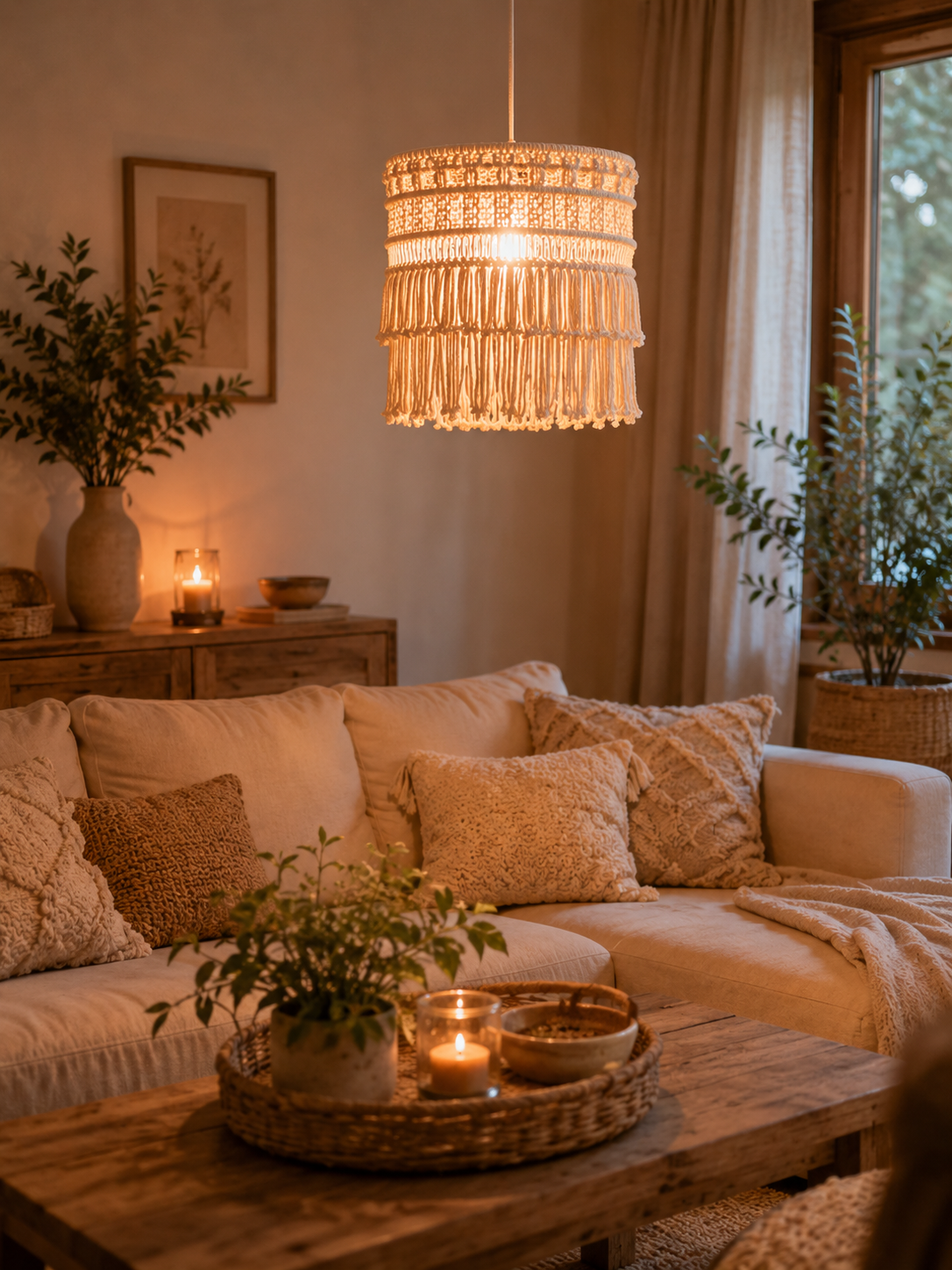 Tiered Boho Lampshade – Artisanal Fringe Pendant Light