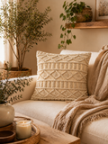 Throw Pillow Beige Cushion Cover – Boho Textured