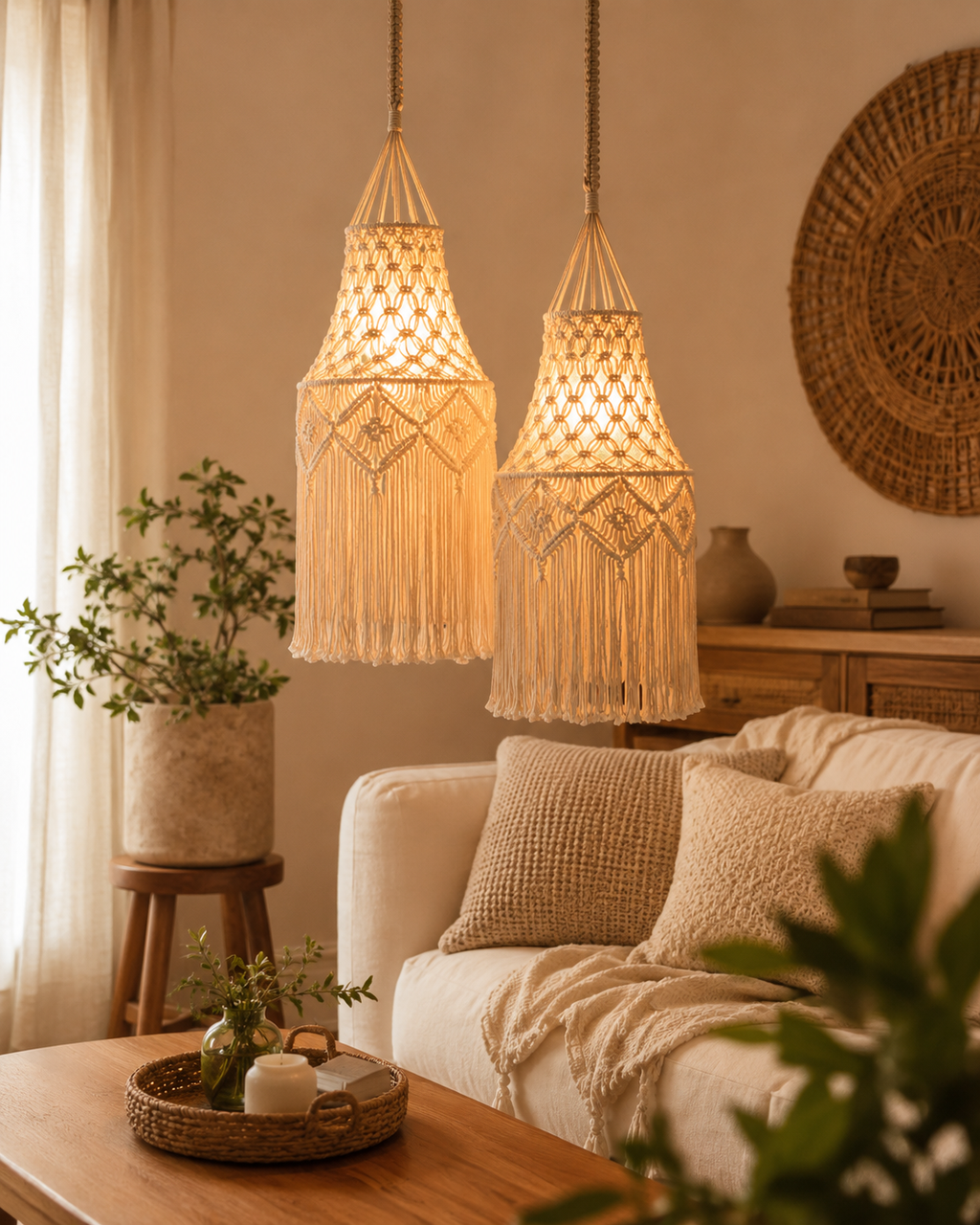 Set of 2 Bell Lampshade – Diamond Weave Light Decor