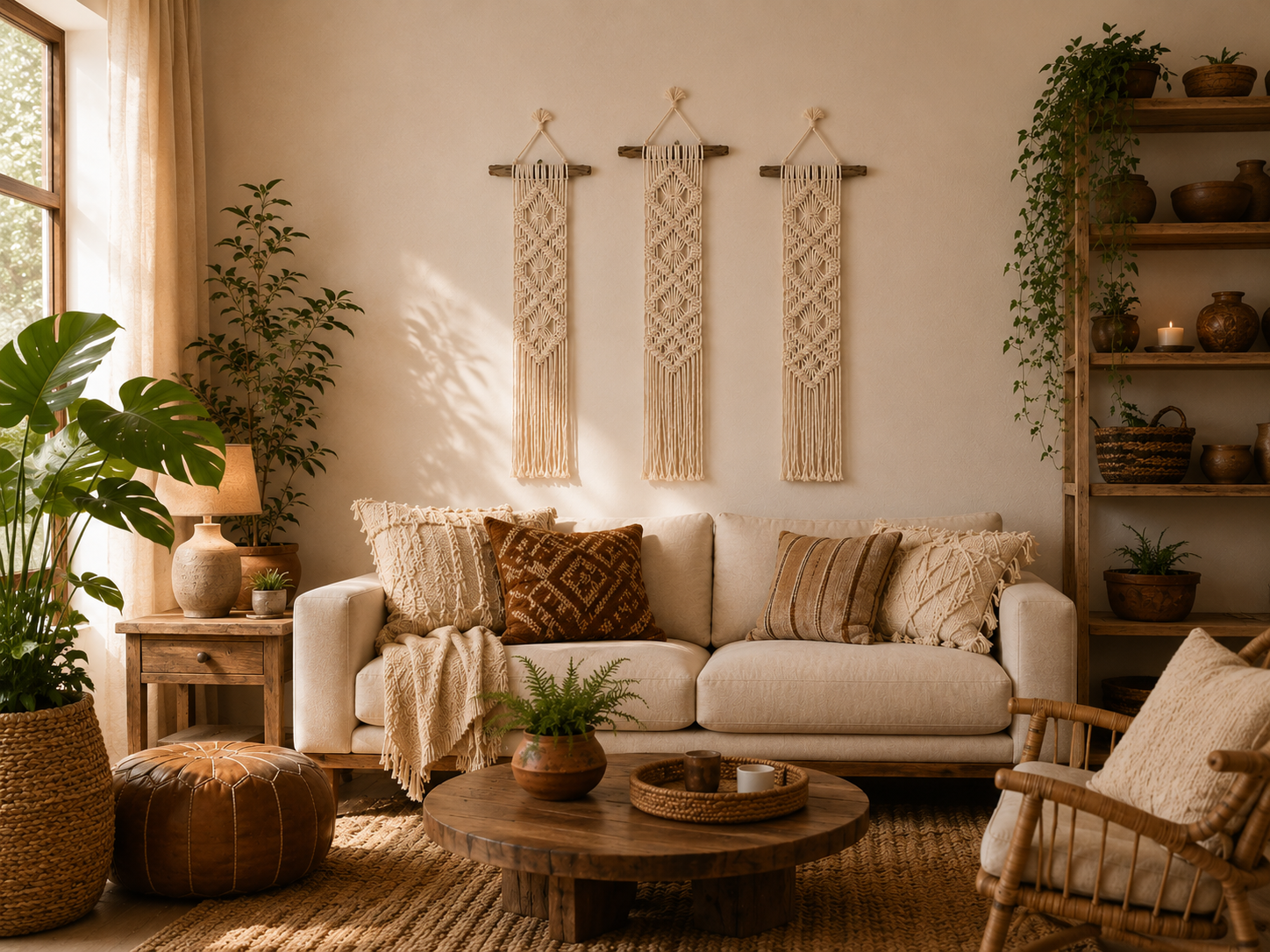 Triptych Macrame Wall Hanging Triptych – Set of 3 Minimalist Boho Banners
