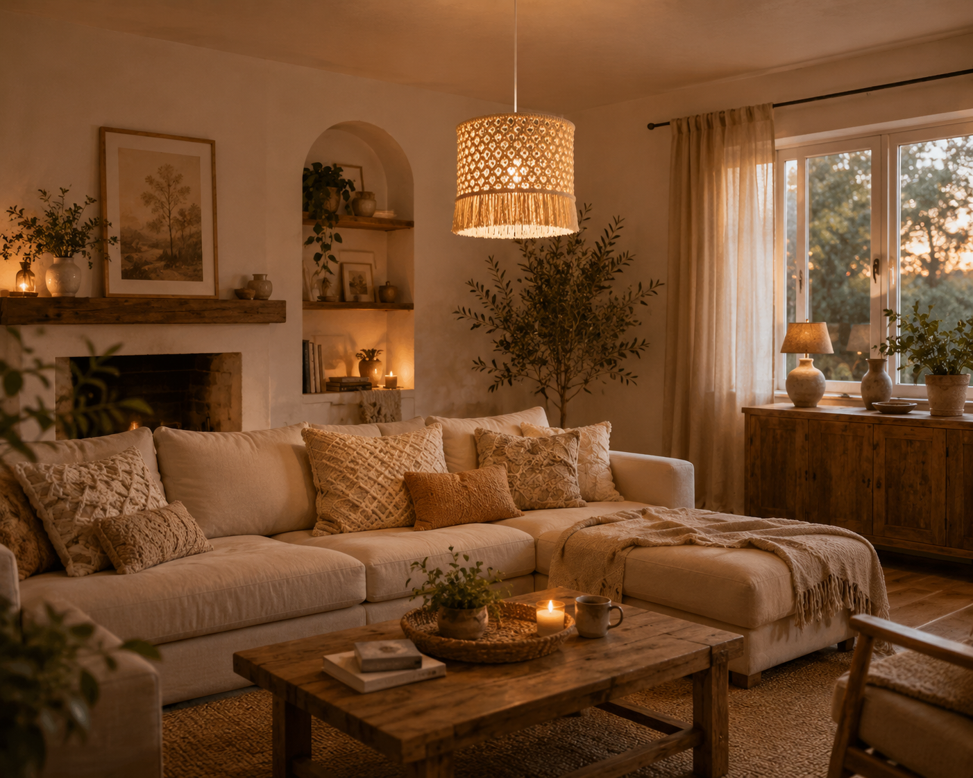 Vintage Drum Lampshade – Lattice Fringe Pendant Light