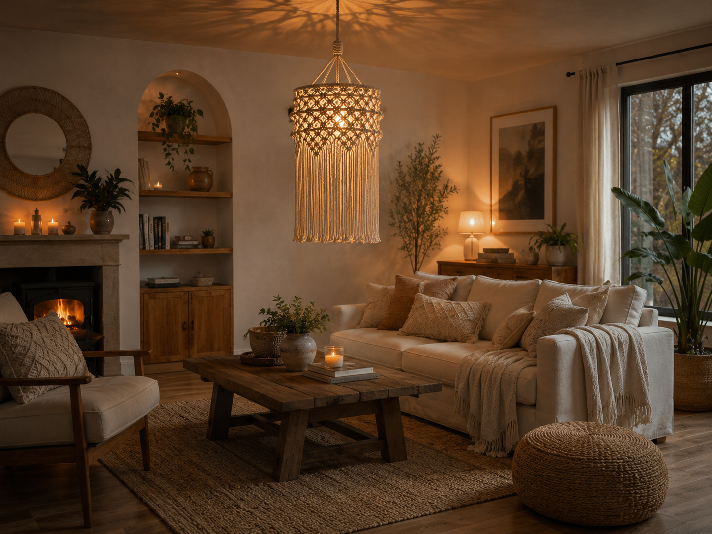 Drum Lampshade – Lattice Fringe Pendant Light