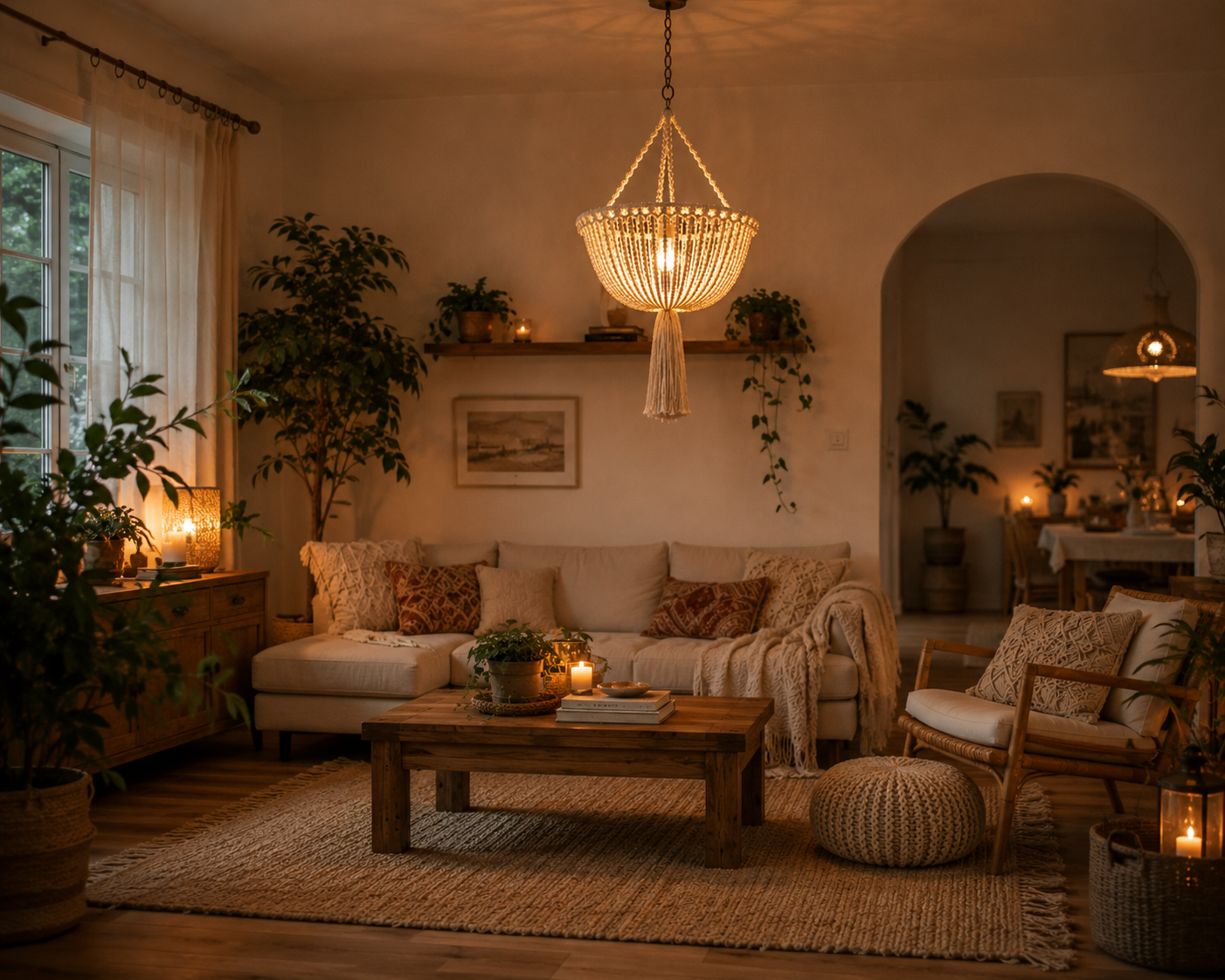 Bowl Lampshade – Boho Hanging Light Decor