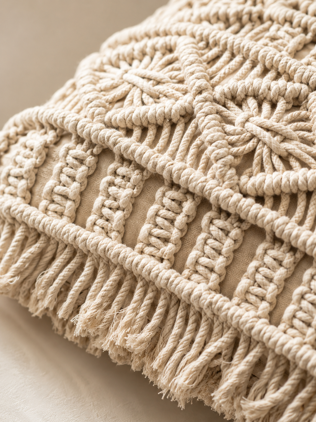 Throw Pillow Beige Cushion Cover – Boho Textured