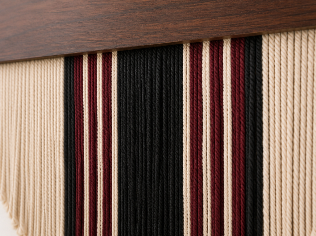 Handcrafted Circular Wood & Fiber Wall Hanging