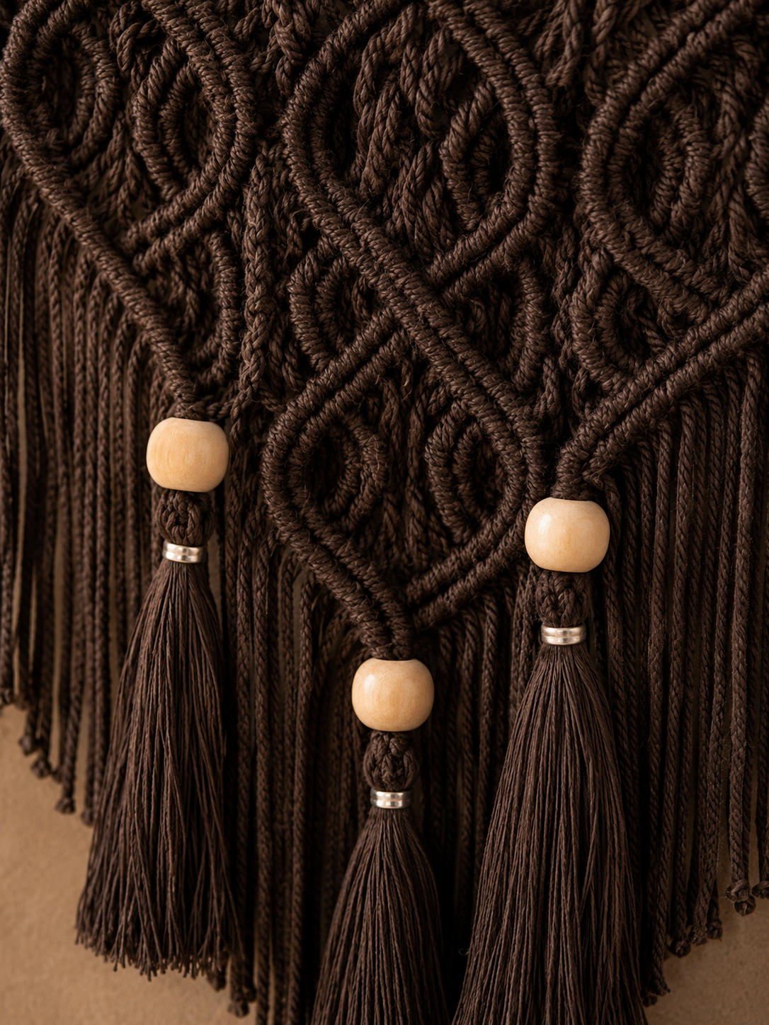 V-Shaped Wall Hanging in Dark Chocolate – Artisanal Boho Tapestry