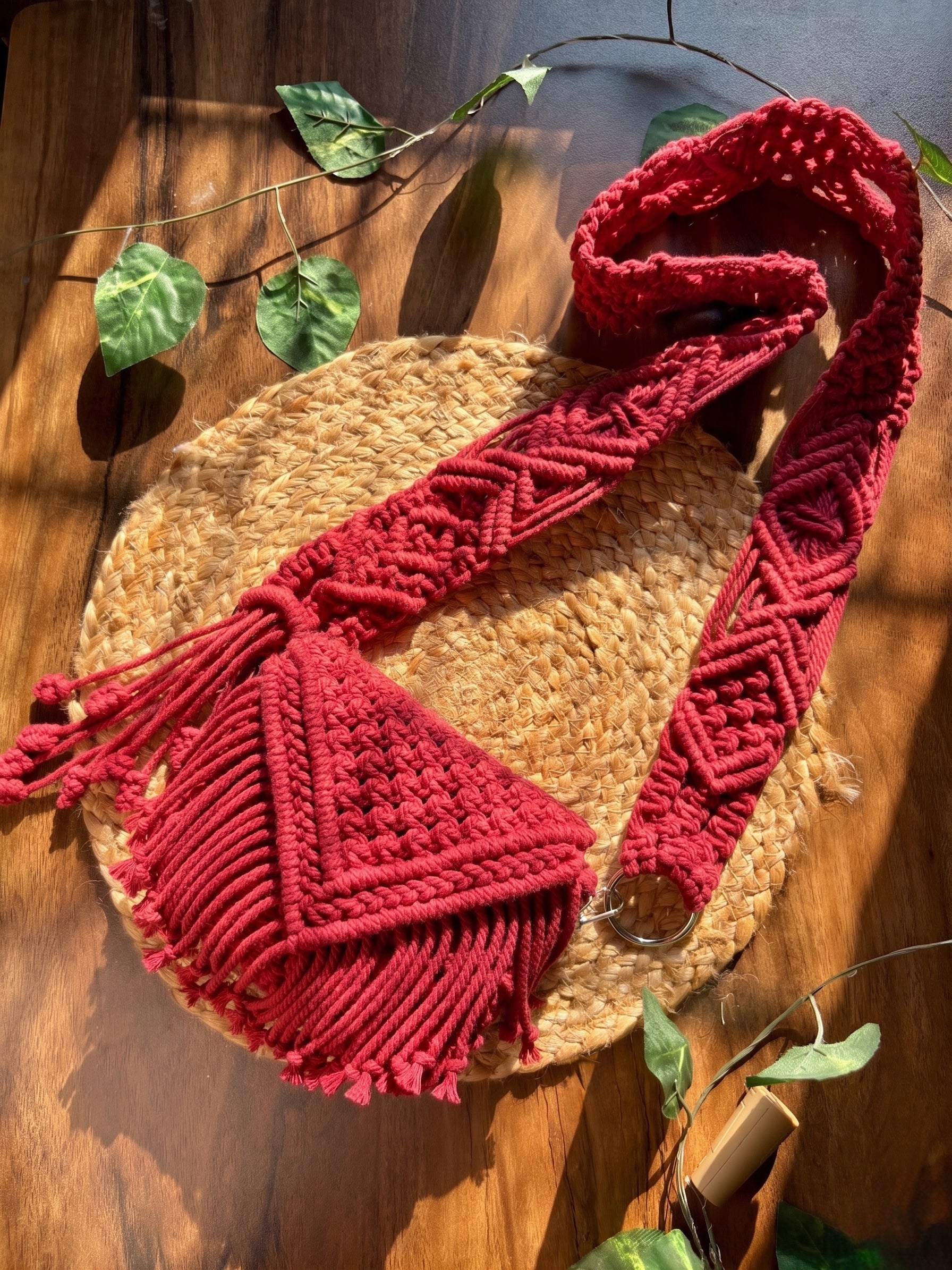 Macrame Shoulder Bag with Wide Strap