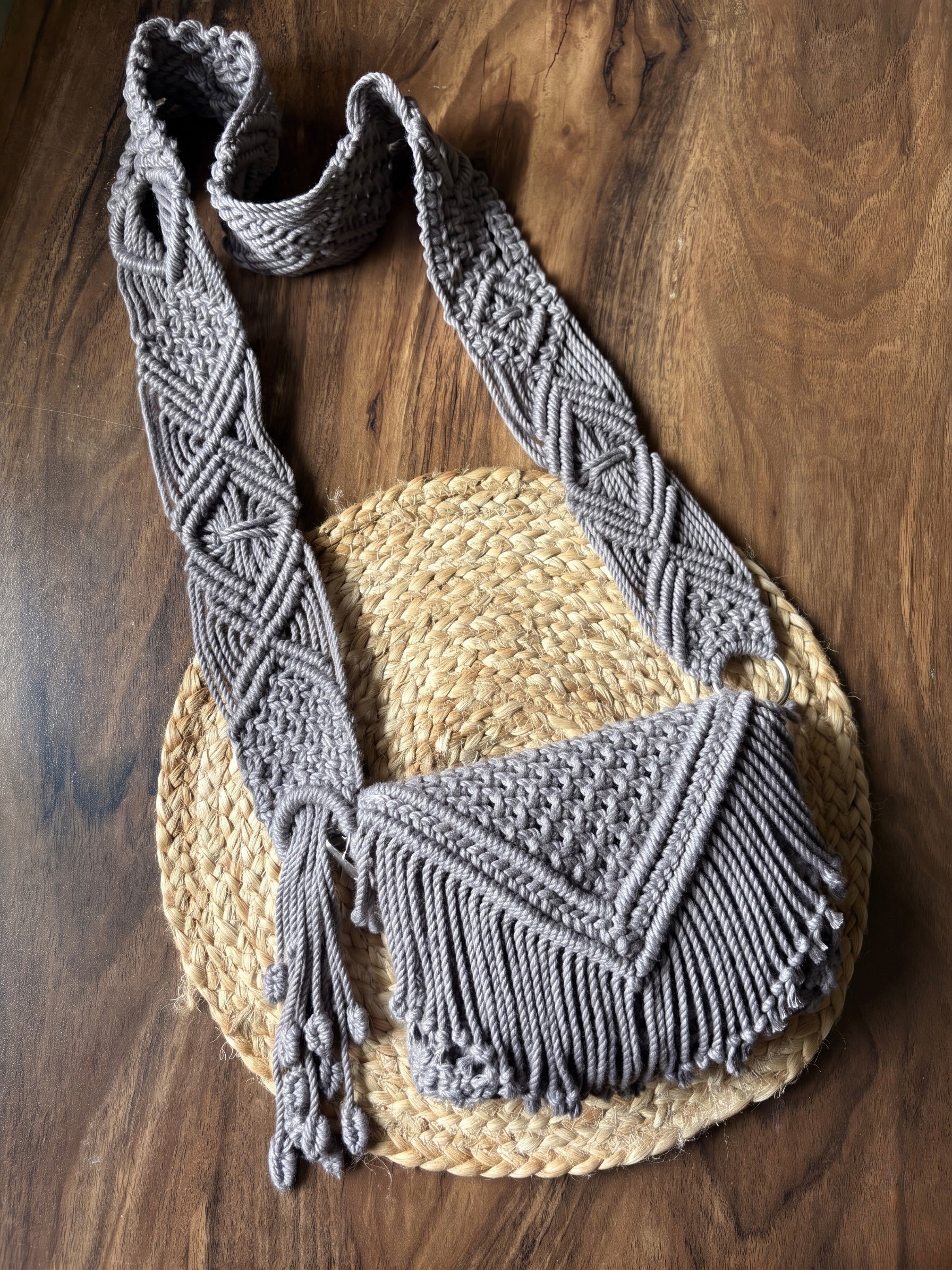 Macrame Shoulder Bag with Wide Strap